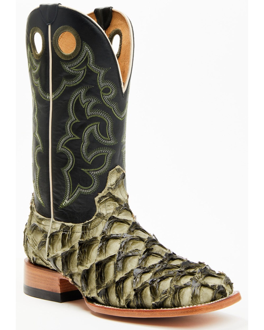 Cody James - Men's Malaga Exotic Pirarucu Western Boots - Broad Square Toe | Olive Cody James - Men's Malaga Exotic Pirarucu Western Boots - Broad Square Toe | Olive