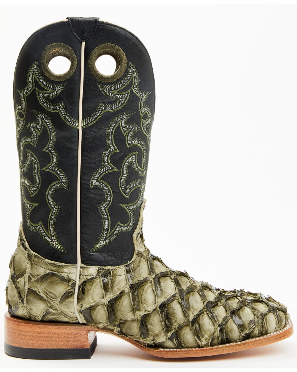 Cody James - Men's Malaga Exotic Pirarucu Western Boots - Broad Square Toe | Olive Cody James - Men's Malaga Exotic Pirarucu Western Boots - Broad Square Toe | Olive