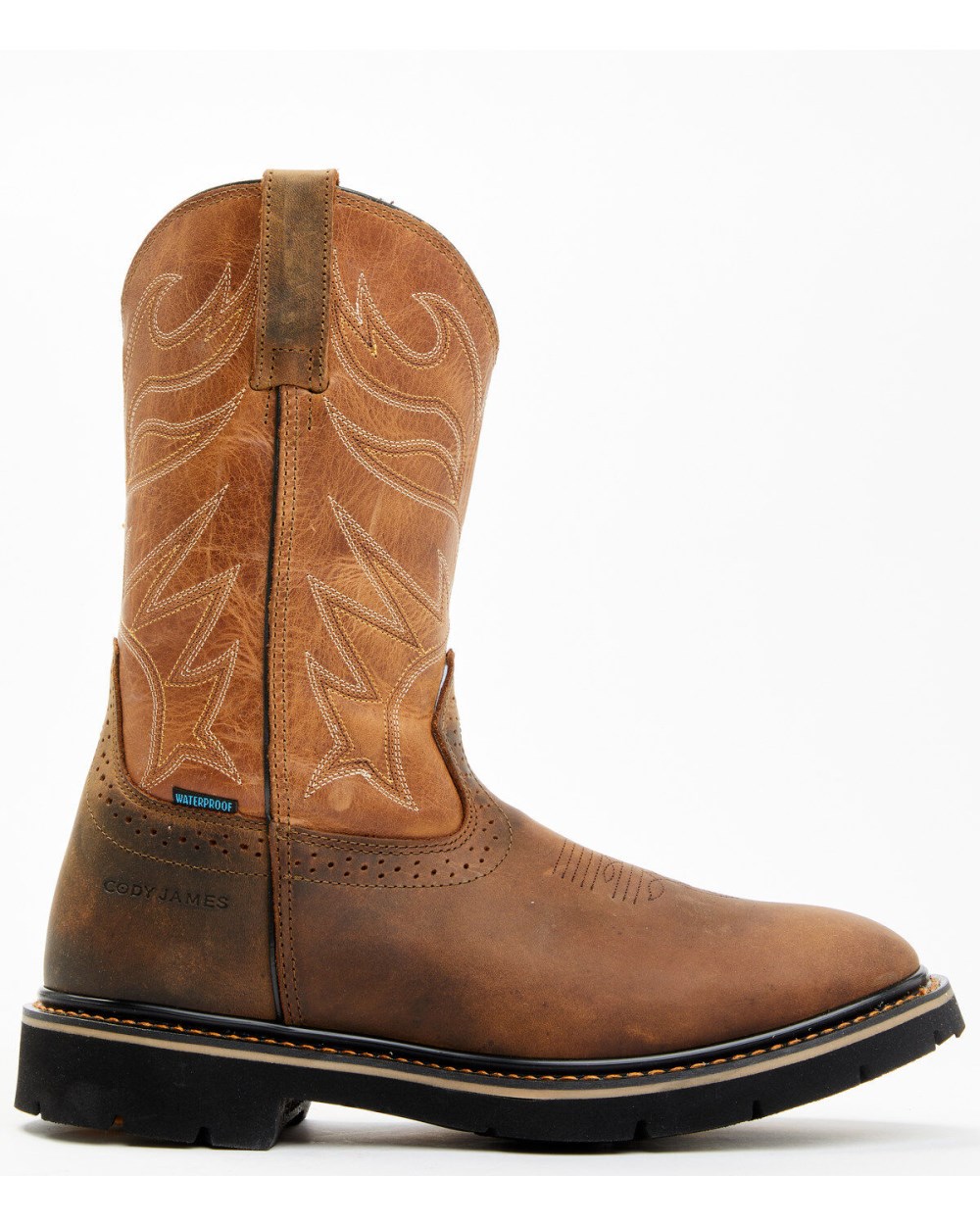 Cody James - Men's Mustang Pull-On Waterproof Work Boots - Soft Toe | Tan Cody James - Men's Mustang Pull-On Waterproof Work Boots - Soft Toe | Tan