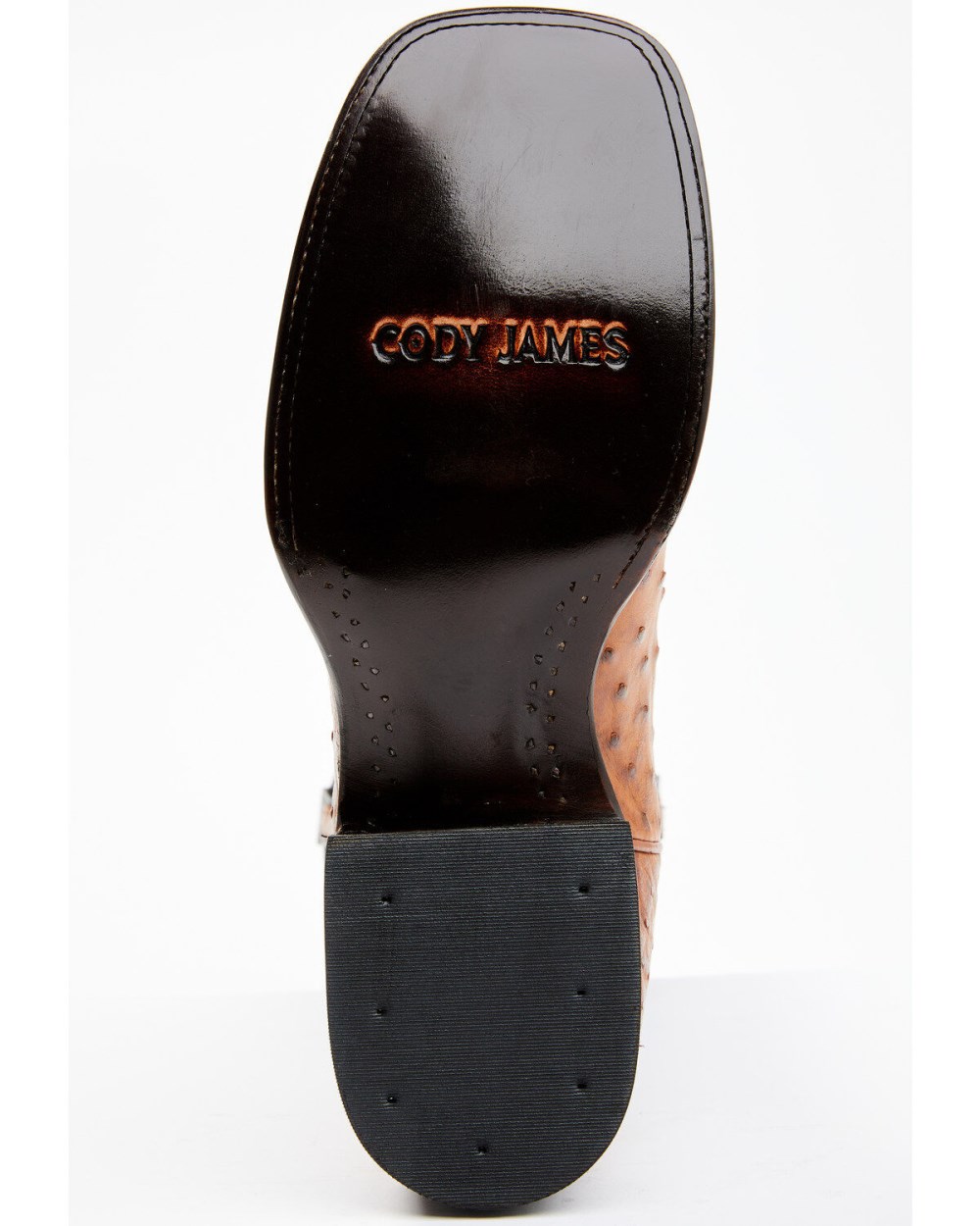 Cody James - Men's Full Quill Cognac Ostrich Exotic Western Boots - Broad Square Toe | Black