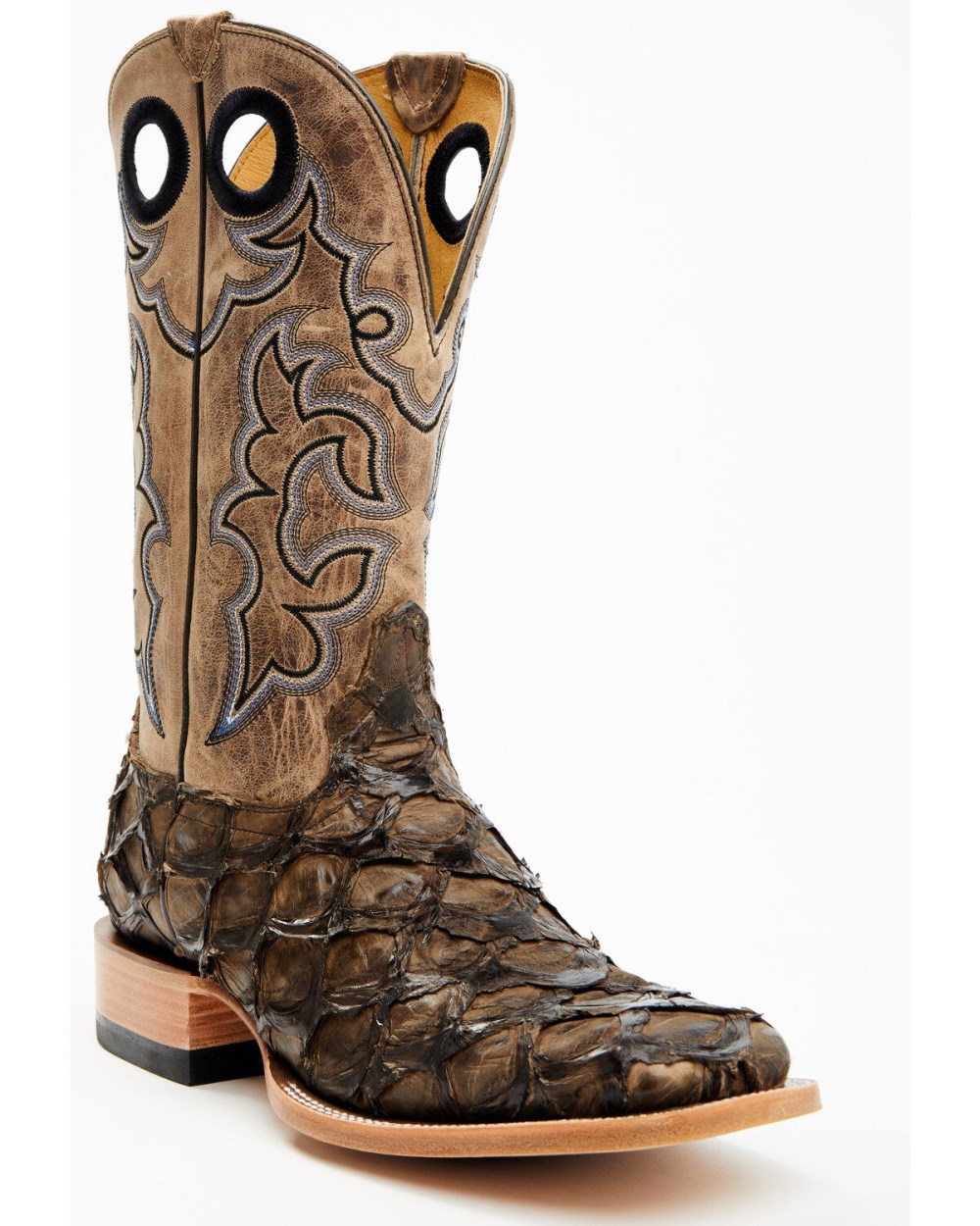 Cody James - Men's Exotic Pirarucu Western Boots - Broad Square Toe | Brown Cody James - Men's Exotic Pirarucu Western Boots - Broad Square Toe | Brown
