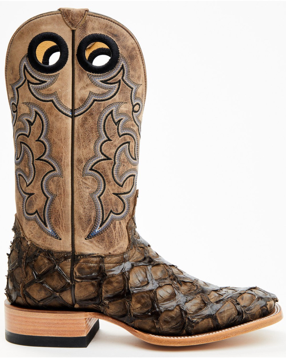 Cody James - Men's Exotic Pirarucu Western Boots - Broad Square Toe | Brown