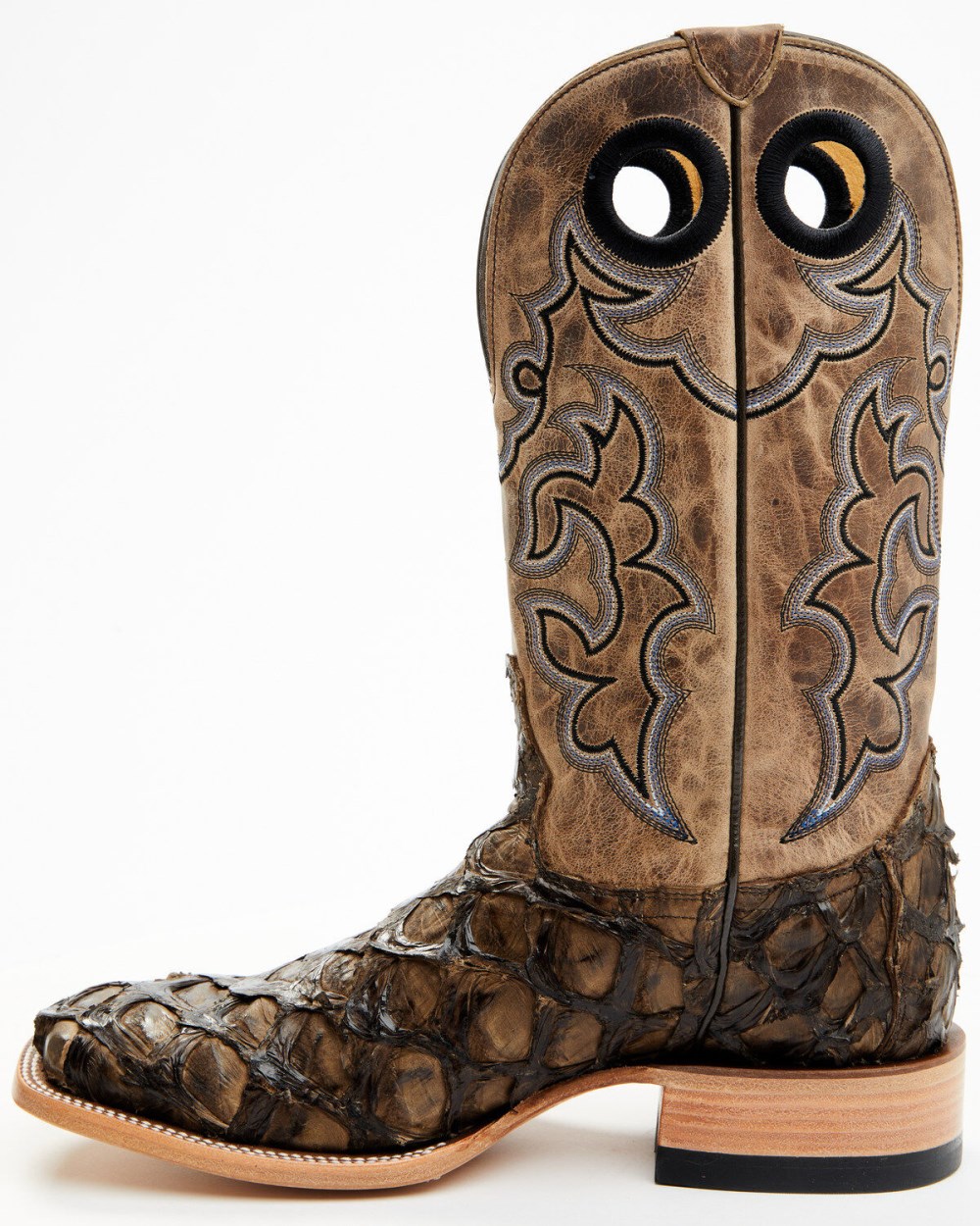 Cody James - Men's Exotic Pirarucu Western Boots - Broad Square Toe | Brown