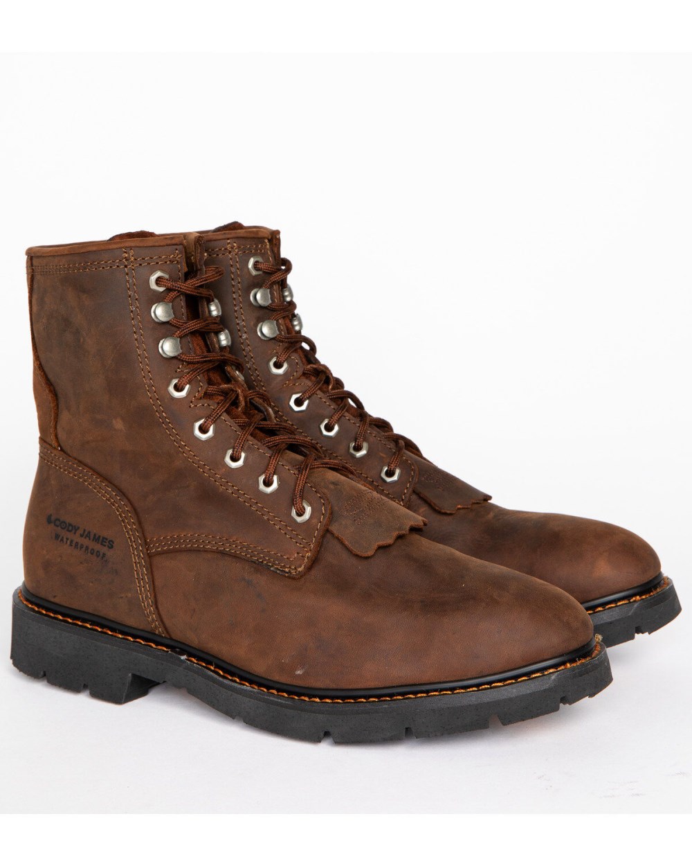 Cody James - Men's 8" Mustang Waterproof Lace-Up Kiltie Work Boots - Soft Toe | Brown Cody James - Men's 8" Mustang Waterproof Lace-Up Kiltie Work Boots - Soft Toe | Brown