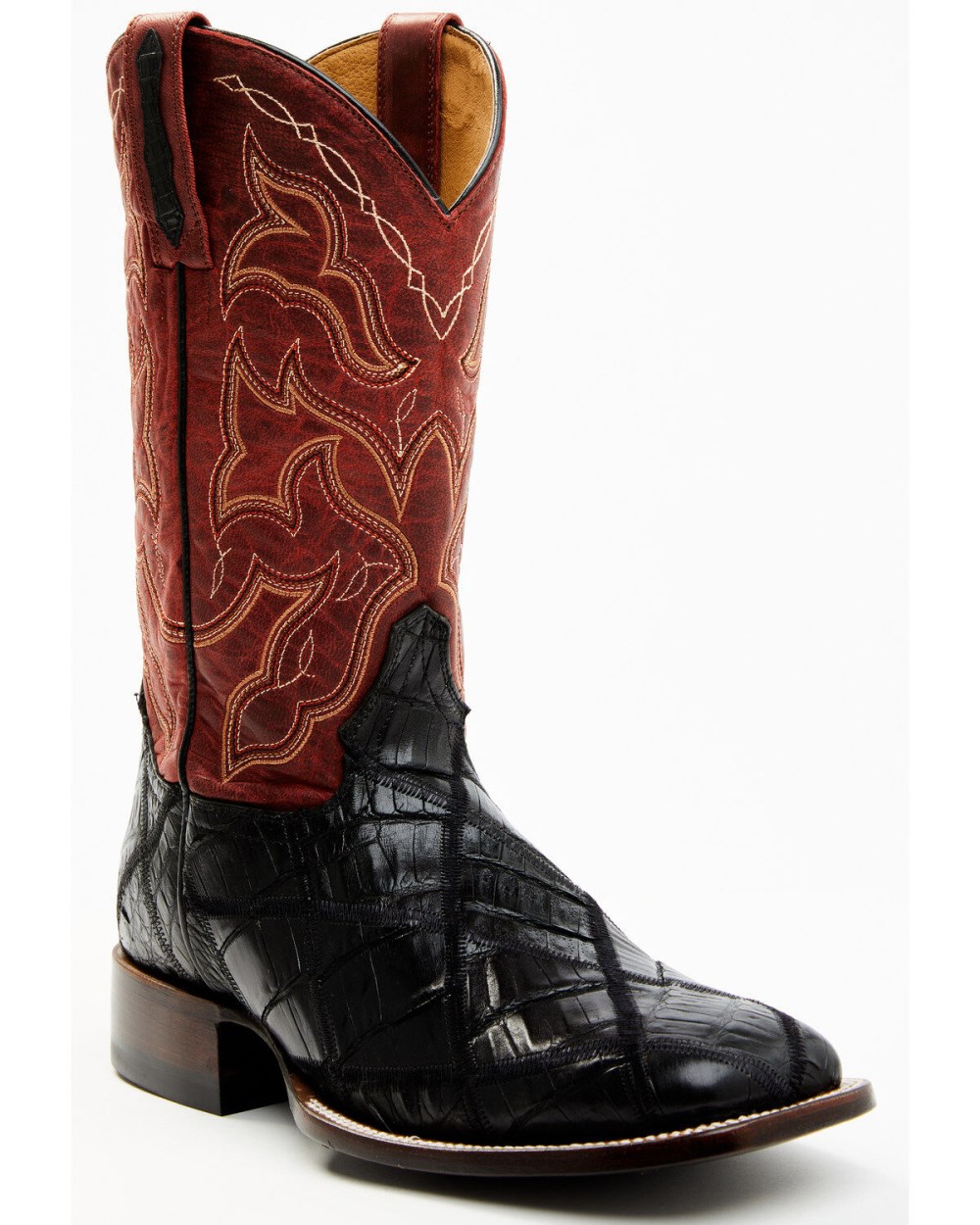 Cody James - Men's Exotic Caiman Western Boots - Broad Square Toe | Red Cody James - Men's Exotic Caiman Western Boots - Broad Square Toe | Red