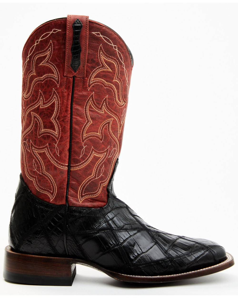 Cody James - Men's Exotic Caiman Western Boots - Broad Square Toe | Red Cody James - Men's Exotic Caiman Western Boots - Broad Square Toe | Red