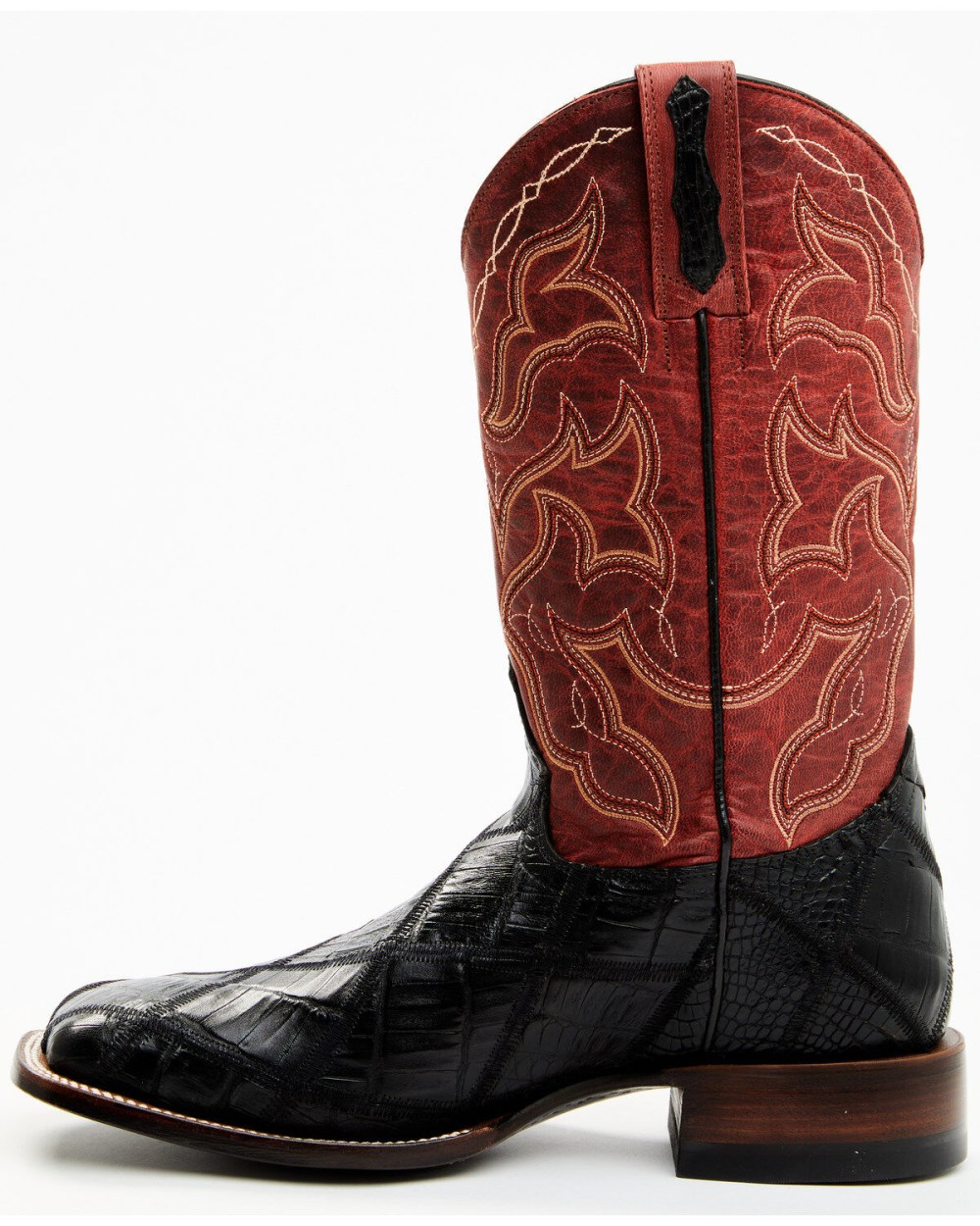 Cody James - Men's Exotic Caiman Western Boots - Broad Square Toe | Red Cody James - Men's Exotic Caiman Western Boots - Broad Square Toe | Red