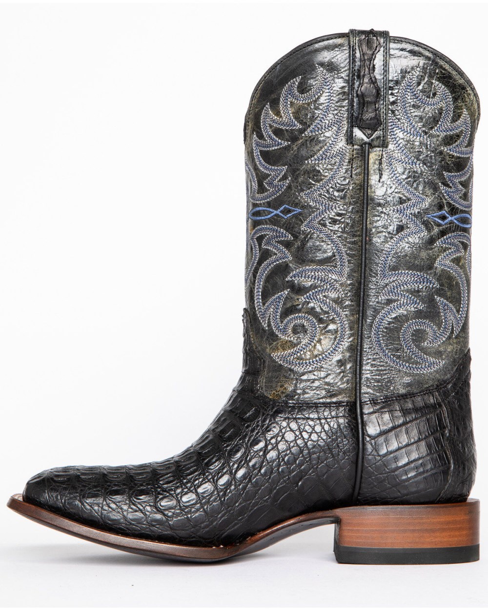 Cody James - Men's Caiman Embroidered Exotic Boots - Broad Square Toe | Black Cody James - Men's Caiman Embroidered Exotic Boots - Broad Square Toe | Black