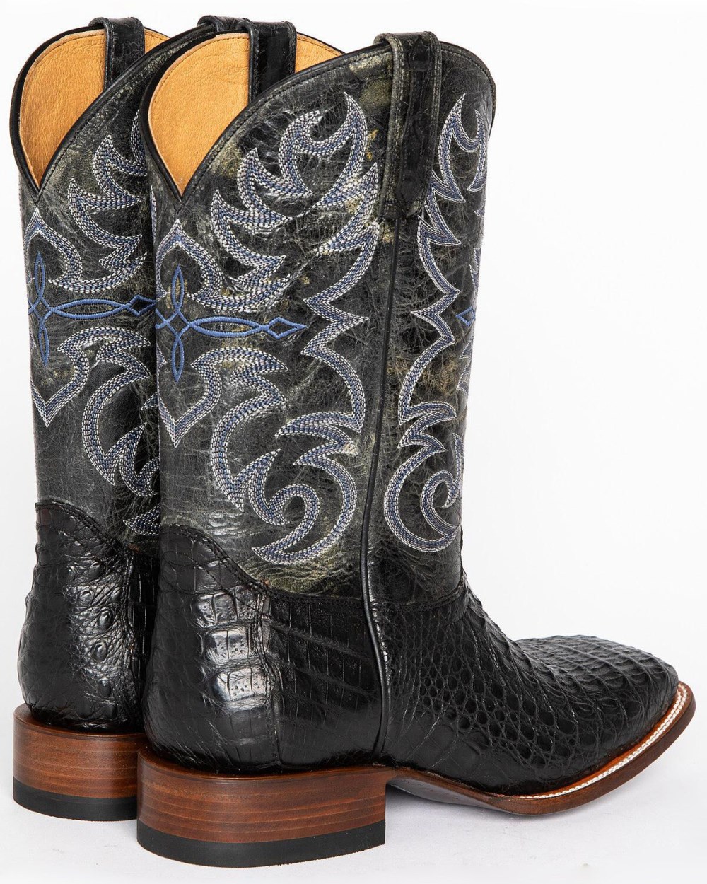 Cody James - Men's Caiman Embroidered Exotic Boots - Broad Square Toe | Black Cody James - Men's Caiman Embroidered Exotic Boots - Broad Square Toe | Black
