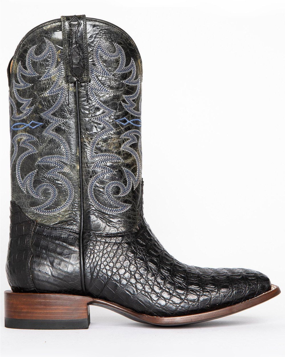 Cody James - Men's Caiman Embroidered Exotic Boots - Broad Square Toe | Black Cody James - Men's Caiman Embroidered Exotic Boots - Broad Square Toe | Black