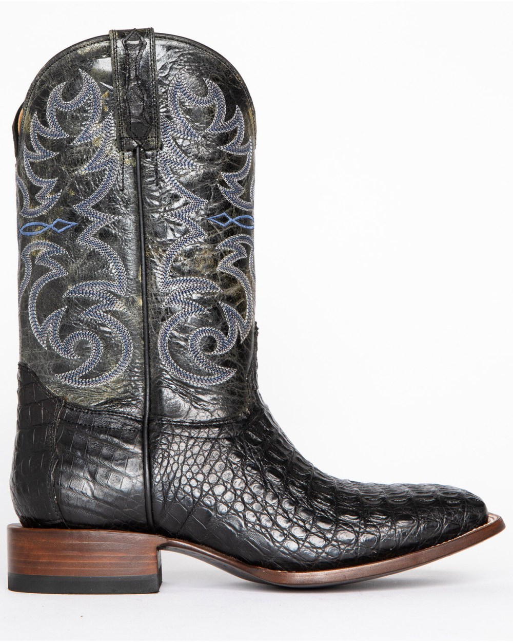 Cody James - Men's Caiman Embroidered Exotic Boots - Broad Square Toe | Black Cody James - Men's Caiman Embroidered Exotic Boots - Broad Square Toe | Black