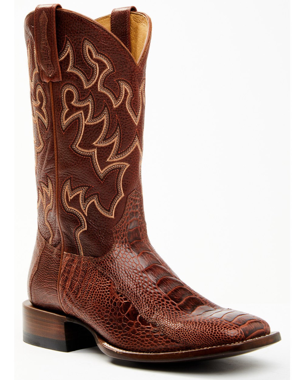 Cody James - Men's Brandy Ostrich Leg Exotic Western Boots - Broad Square Toe | Red Cody James - Men's Brandy Ostrich Leg Exotic Western Boots - Broad Square Toe | Red