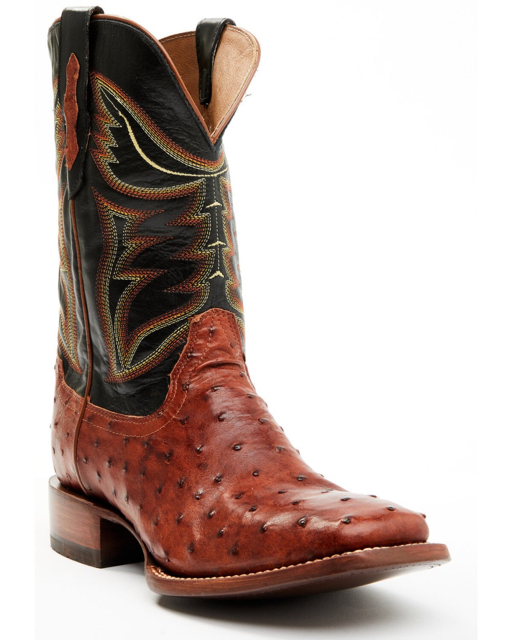 Cody James - Men's Exotic Full-Quill Ostrich Western Boots - Broad Square Toe | Cognac