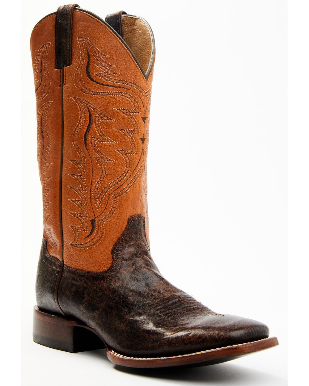 Cody James - Men's Melbourne Cognac Leather Western Boots - Broad Square Toe | Orange Cody James - Men's Melbourne Cognac Leather Western Boots - Broad Square Toe | Orange