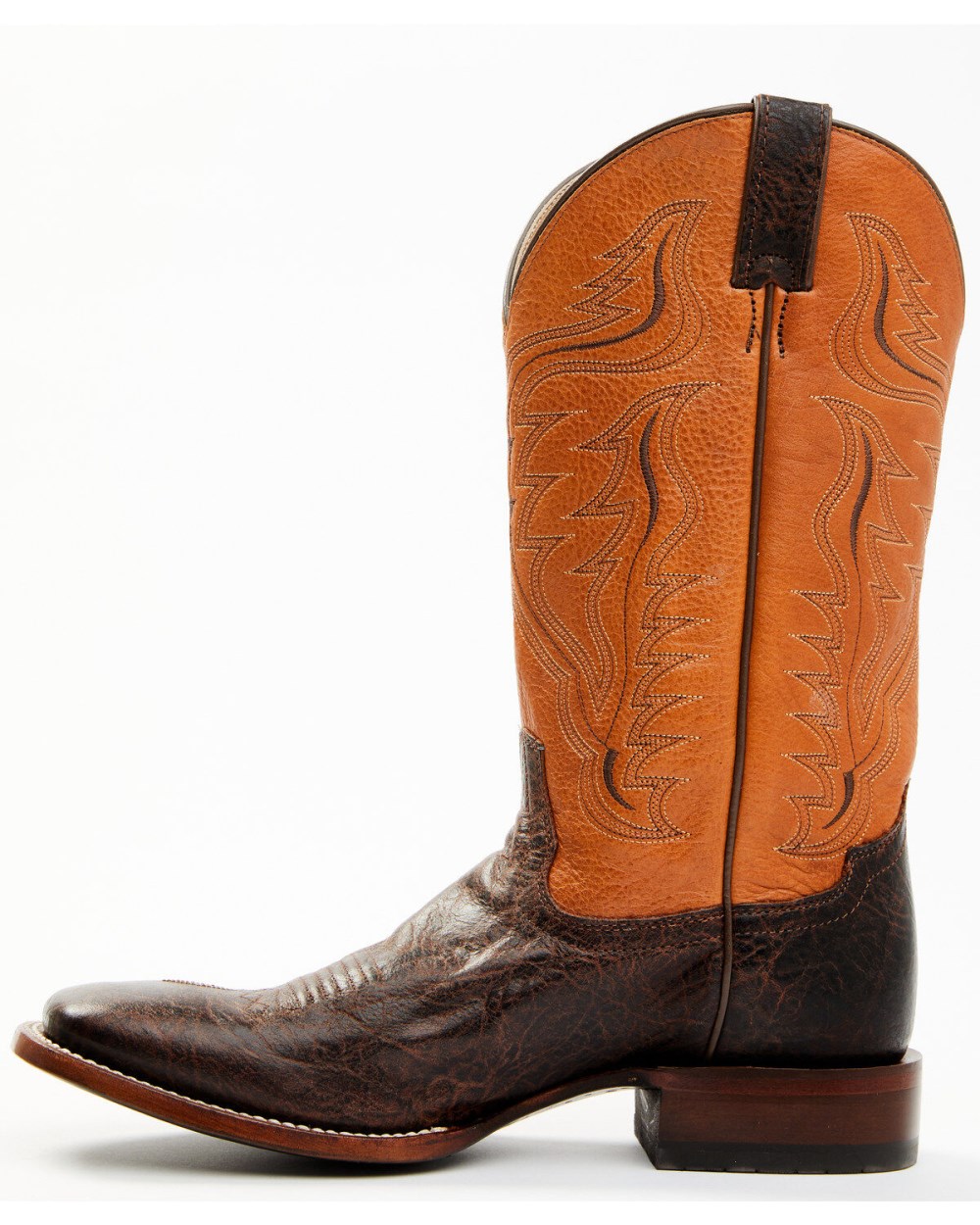 Cody James - Men's Melbourne Cognac Leather Western Boots - Broad Square Toe | Orange Cody James - Men's Melbourne Cognac Leather Western Boots - Broad Square Toe | Orange