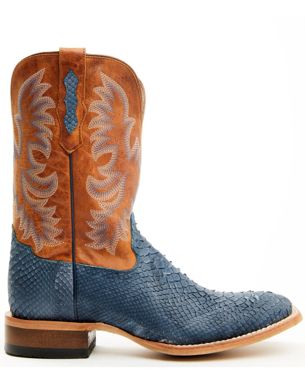 Cody James - Men's Exotic Python Vulturno Western Boots - Broad Square Toe | Blue Cody James - Men's Exotic Python Vulturno Western Boots - Broad Square Toe | Blue