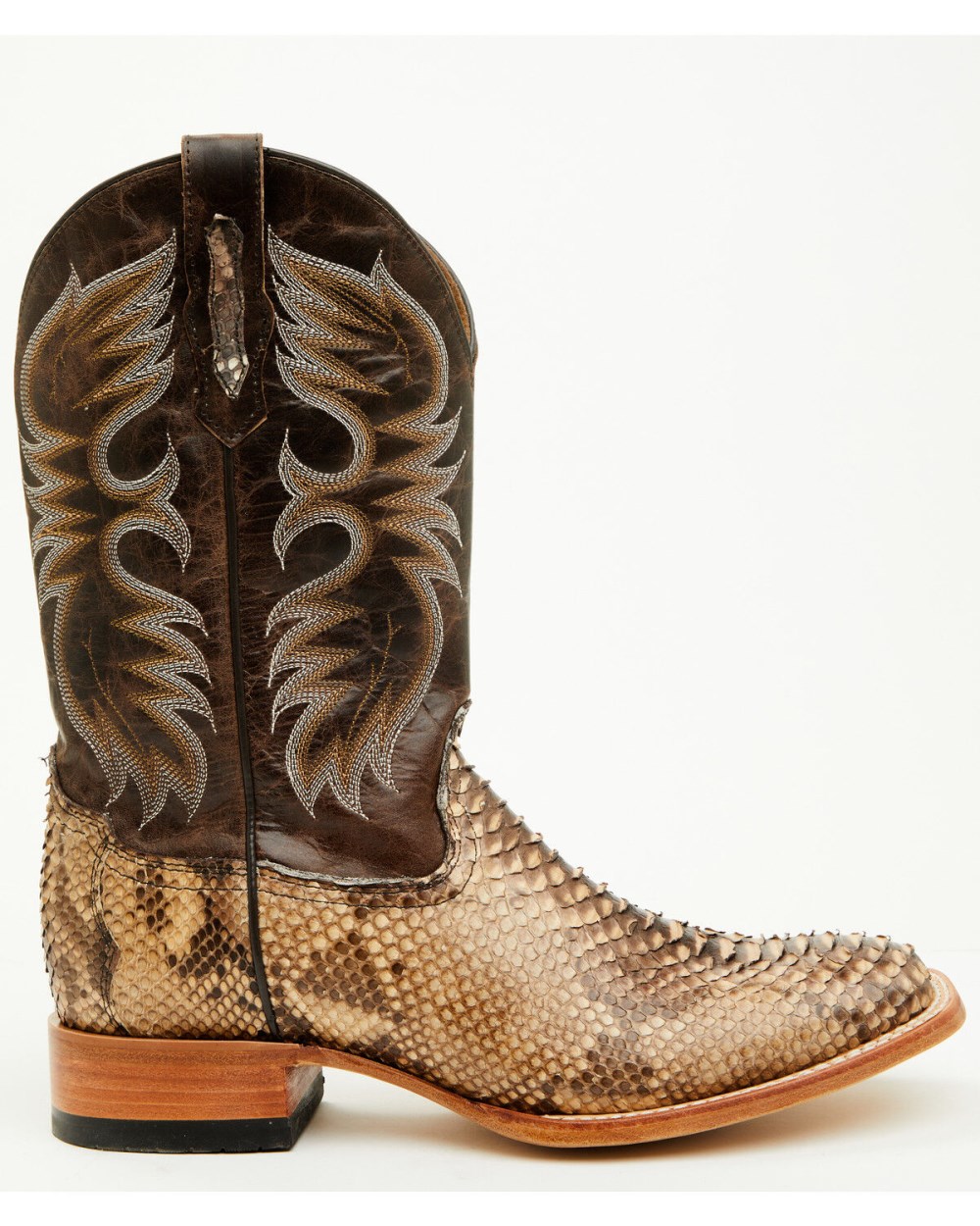 Cody James - Men's Exotic Python Western Boots - Broad Square Toe | Dark Brown