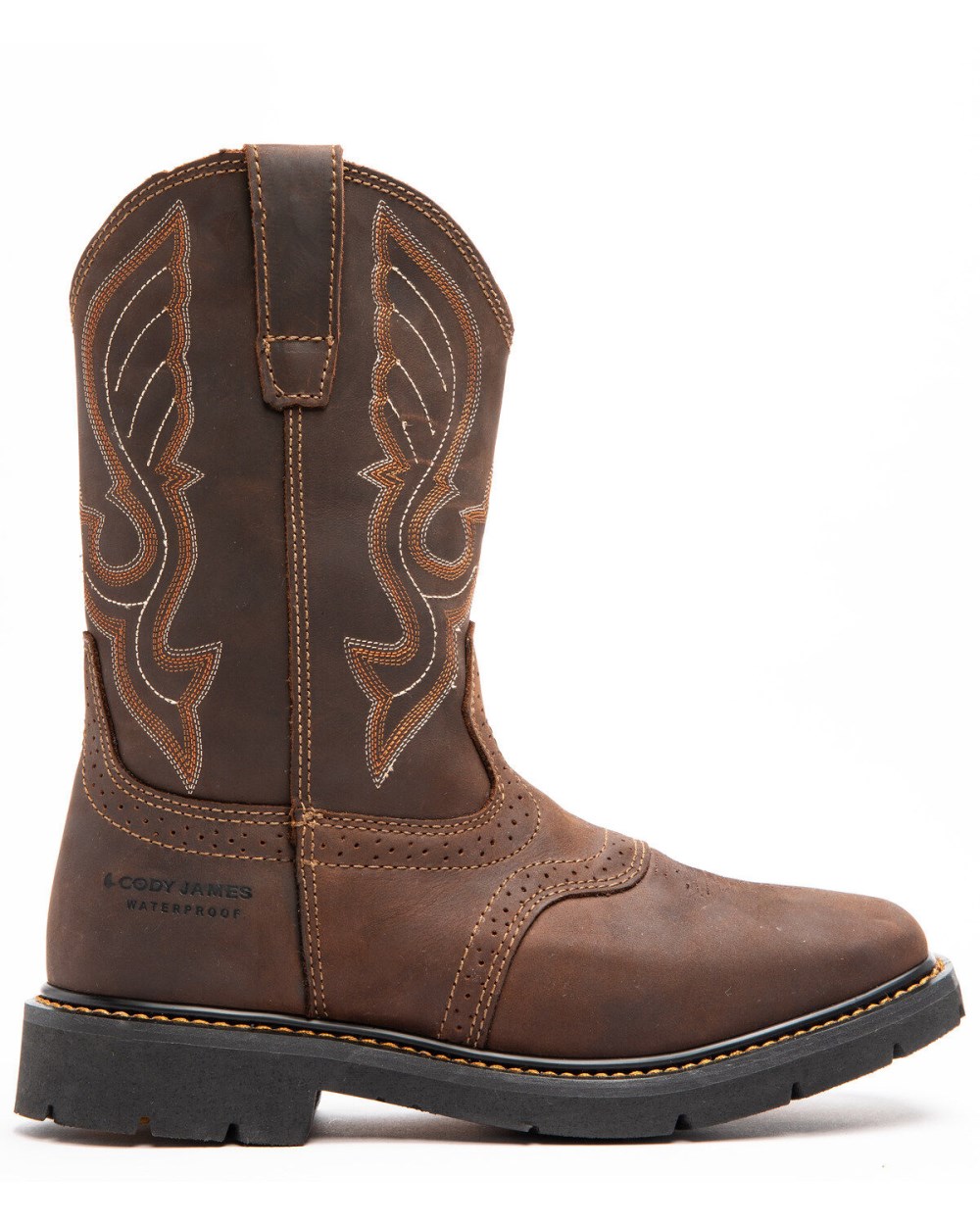 Cody James - Men's Mustang Saddle Waterproof Western Work Boots - Soft Toe | Dark Brown