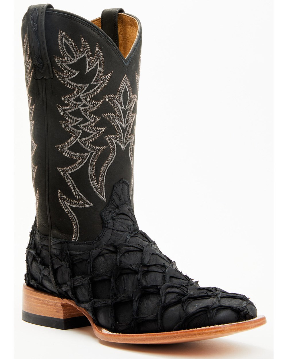 Cody James - Men's Exotic Pirarucu Western Boots - Broad Square Toe | Black Cody James - Men's Exotic Pirarucu Western Boots - Broad Square Toe | Black