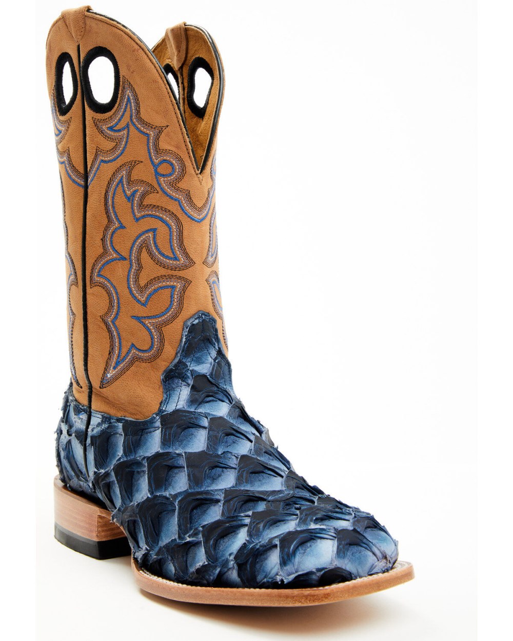 Cody James - Men's Exotic Pirarucu Western Boots - Broad Square Toe | Blue Cody James - Men's Exotic Pirarucu Western Boots - Broad Square Toe | Blue