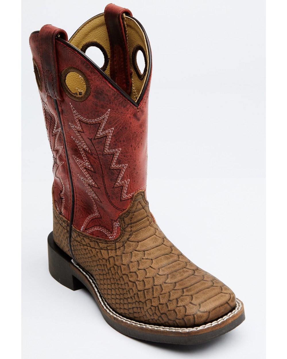 Cody James - Boys' Reptile Print Western Boots - Broad Square Toe | Red/brown Cody James - Boys' Reptile Print Western Boots - Broad Square Toe | Red/brown