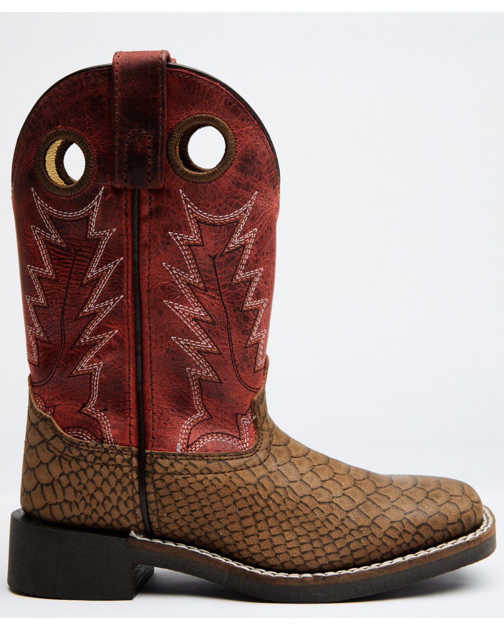 Cody James - Boys' Reptile Print Western Boots - Broad Square Toe | Red/brown