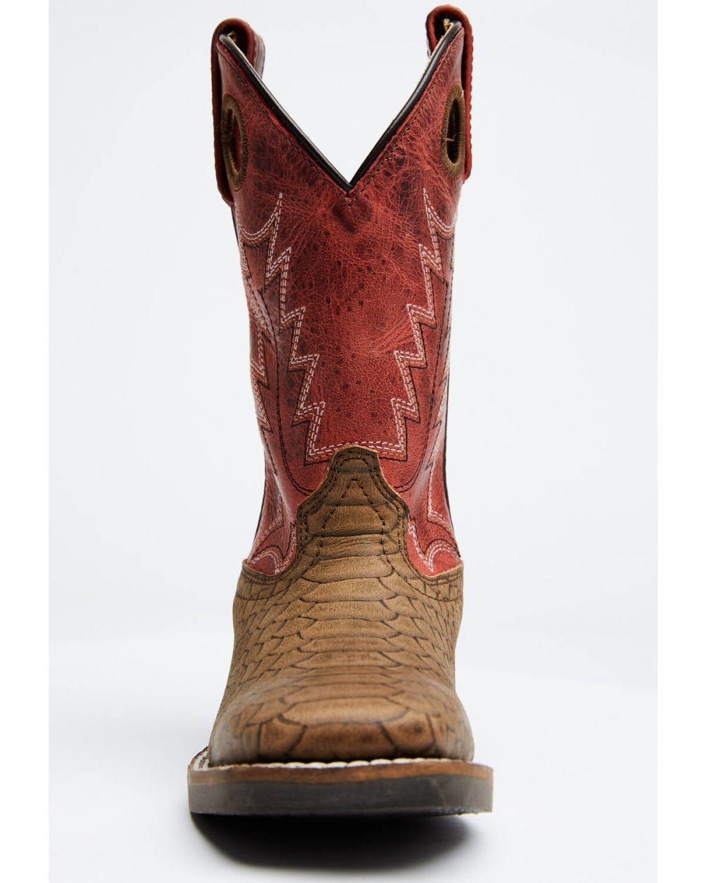 Cody James - Boys' Reptile Print Western Boots - Broad Square Toe | Red/brown