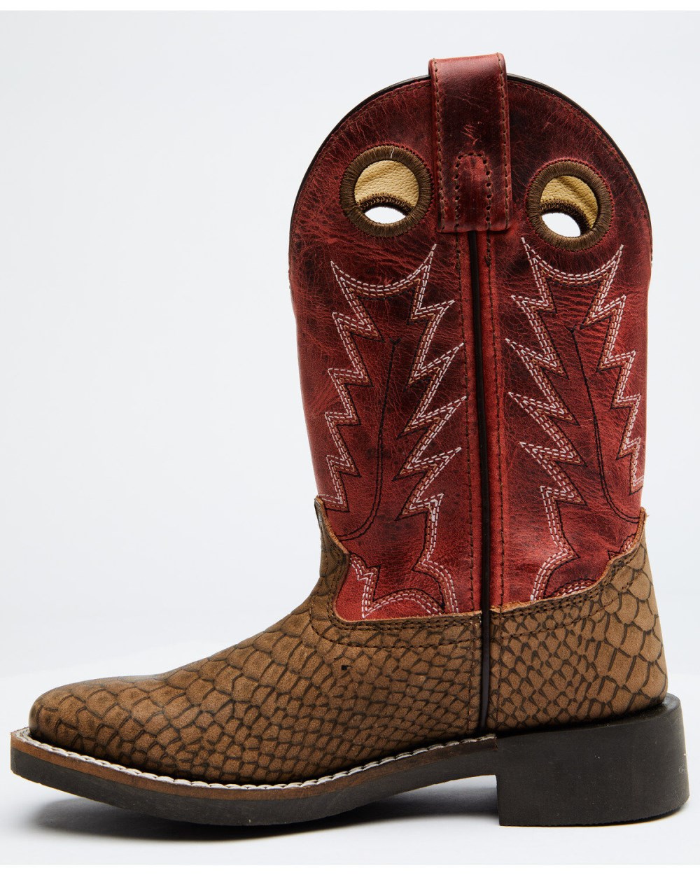 Cody James - Boys' Reptile Print Western Boots - Broad Square Toe | Red/brown