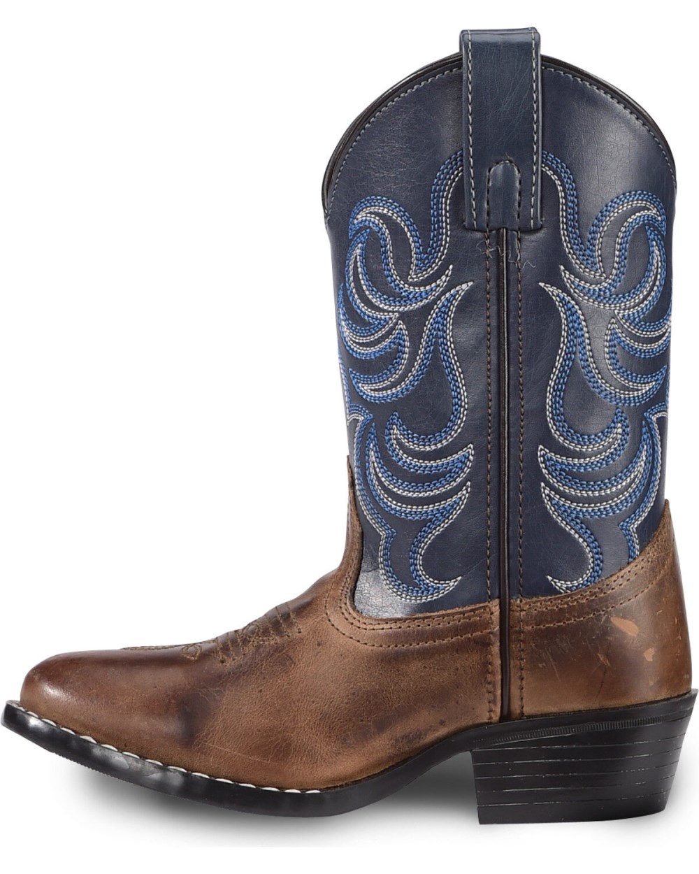 Cody James - Boys' Holt Two-Tone Embroidered Western Boots - Round Toe | Brown