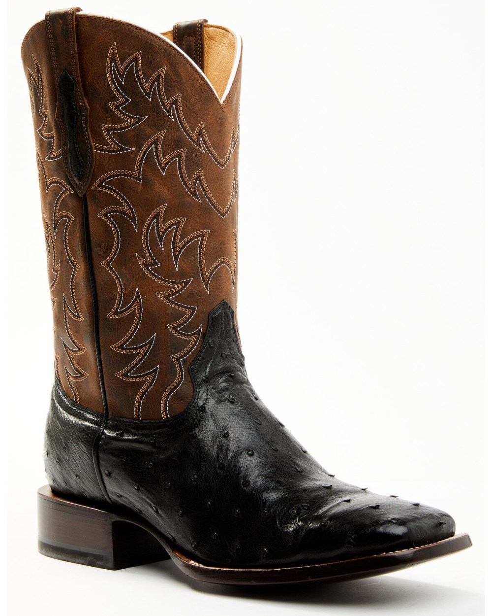 Cody James - Men's Saddle Black Full-Quill Ostrich Exotic Western Boots - Broad Square Toe | Black Cody James - Men's Saddle Black Full-Quill Ostrich Exotic Western Boots - Broad Square Toe | Black