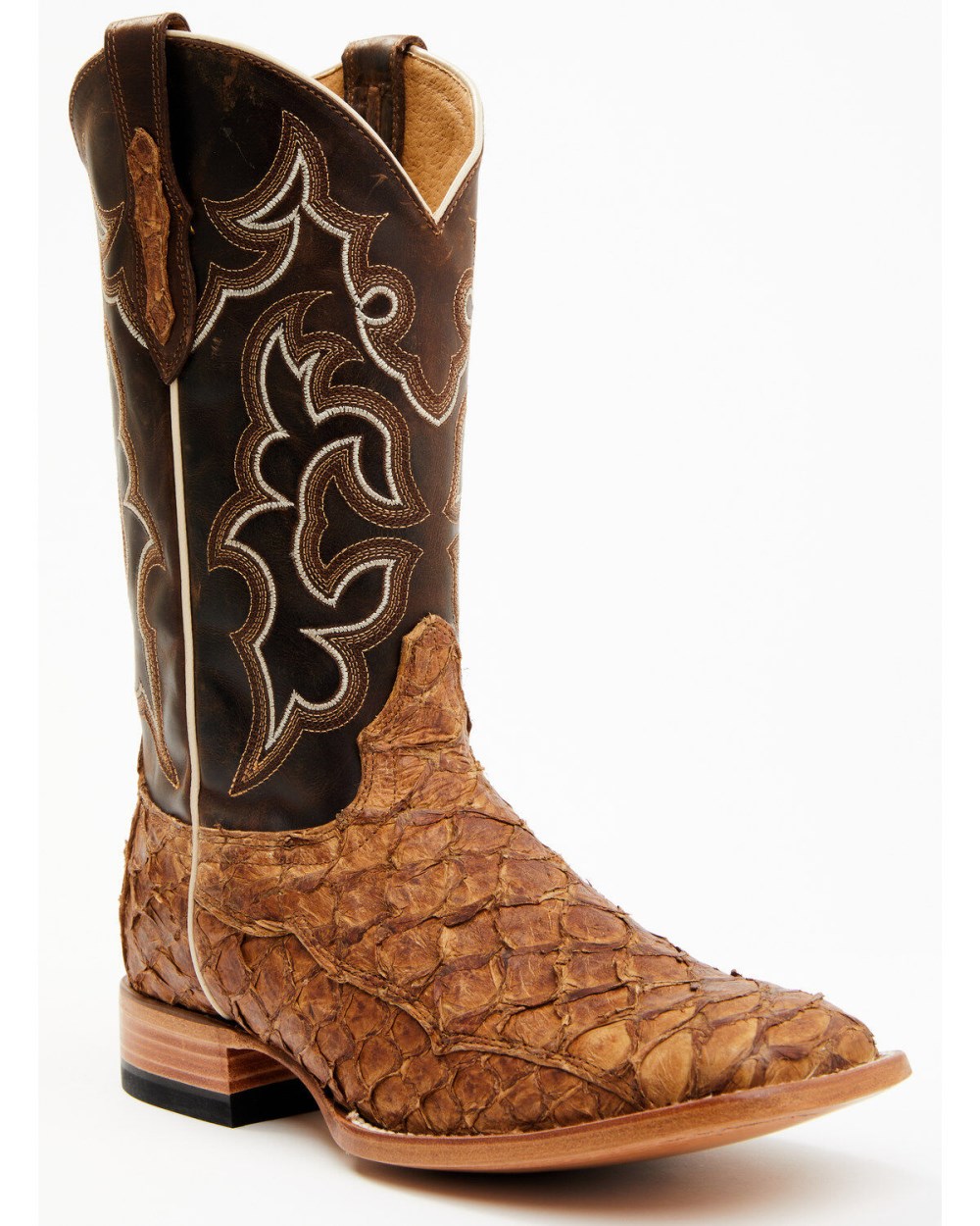 Cody James - Men's Exotic Pirarucu Skin Western Boots - Broad Square Toe | Brown Cody James - Men's Exotic Pirarucu Skin Western Boots - Broad Square Toe | Brown
