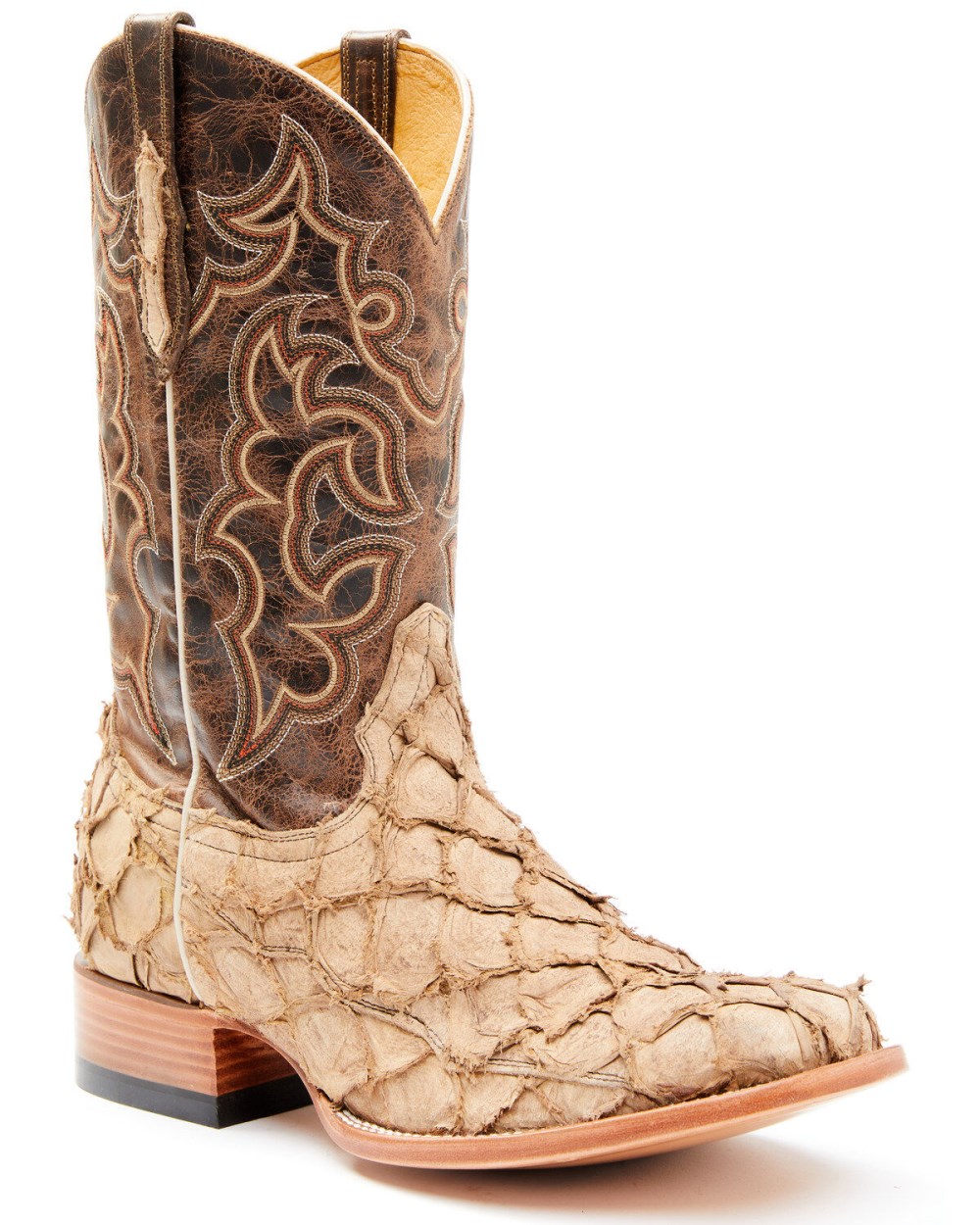 Cody James - Men's Exotic Pirarucu Western Boots - Broad Square Toe | Tan Cody James - Men's Exotic Pirarucu Western Boots - Broad Square Toe | Tan